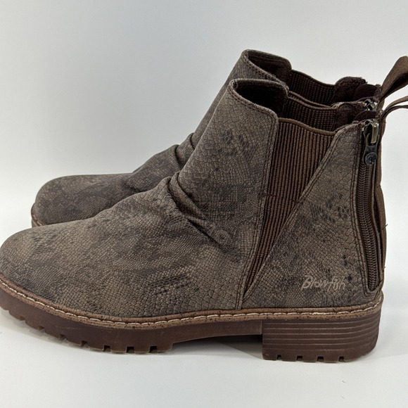 NEW Blowfish Malibu Vegan Ankle Boots Snakeskin Print Slouch Cozy Lining Size 10 - Picture 1 of 7